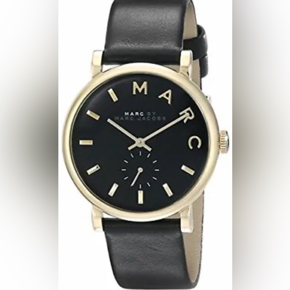 Marc Jacobs Baker black leather watch